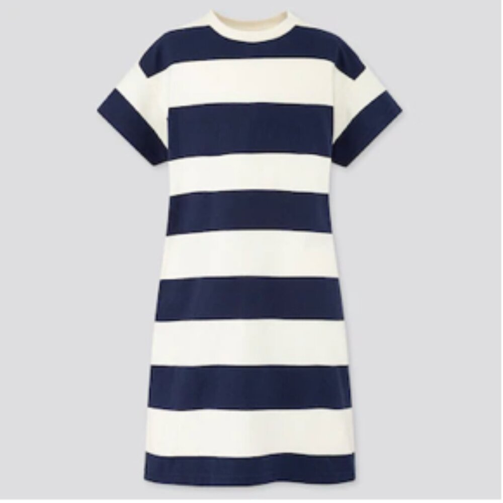 UNIQLO GIRLS RELAXED FIT SHORT-SLEEVE DRESS 3/4